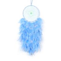 Mode Dreamcatcher, plume, avec cordon en cuir & plastique & fer, fait à la main, pour la maison et le bureau & styles différents pour le choix, bleu, 600mm, Vendu par PC