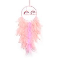 Moda Dreamcatcher, pluma, con Hilo de algodón & cordón de cuero & Plástico & fundición, hecho a mano, para el hogar y la oficina & diferentes estilos para la opción, Rosado, 650mm, Vendido por UD