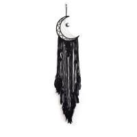 Moda Dreamcatcher, pluma, con Hilo de algodón & madera & fundición, Luna, hecho a mano, para el hogar y la oficina, Negro, 1250mm, Vendido por UD