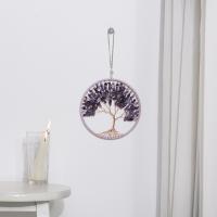 Hanging Ornaments Natural Gravel with leather cord & Brass & Iron handmade for home and office 290mm Sold By PC