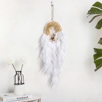 Moda Dreamcatcher, pluma, con Grava natural & cordón de cuero & Plástico & metal & fundición, Árbol de la vida, hecho a mano, para el hogar y la oficina, Blanco, 600mm, Vendido por UD