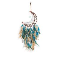 Mode Dreamcatcher, Veer, met lederen koord & Plastic & Ijzer, Maan, handgemaakt, voor thuis en op kantoor & verschillende stijlen voor de keuze, gemengde kleuren, 750mm, Verkocht door PC