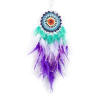 Mode Dreamcatcher, plume, avec Fil de coton & cordon en cuir & plastique & fer, fait à la main, pour la maison et le bureau & styles différents pour le choix, couleurs mélangées, 680mm, Vendu par PC