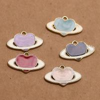 Zinc Alloy émail Pendants, alliage de zinc, coeur, Placage de couleur d'or, DIY, plus de couleurs à choisir, 21x12x1.30mm, Vendu par PC