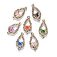 Zinc Alloy Connector Teardrop plated DIY & enamel & with rhinestone nickel lead & cadmium free Sold By Bag