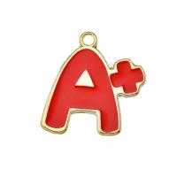 Zinc Alloy émail Pendants, alliage de zinc, Lettre A, Placage, DIY, rouge, protéger l'environnement, sans nickel, plomb et cadmium, 23x23mm, 20PC/sac, Vendu par sac