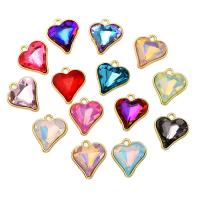 Colgantes de Aleación de Zinc en Forma de Corazón, con Cristal, chapado, Bricolaje, más colores para la opción, libre de níquel, plomo & cadmio, 14x15mm, 20PCs/Bolsa, Vendido por Bolsa