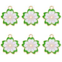 Zinc Alloy Enamel Pendants Flower plated DIY nickel lead & cadmium free Sold By Bag