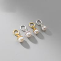 925 Sterling Silver κρεμαστό κόσμημα, με Shell Pearl, επιχρυσωμένο, DIY & διαφορετικό μέγεθος για την επιλογή, περισσότερα χρώματα για την επιλογή, Sold Με PC