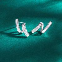 Pendientes de Micro Pavé de Zirconía Cúbica en Plata de Ley, Plata de ley 925, Joyería & micro arcilla de zirconia cúbica & para mujer, libre de níquel, plomo & cadmio, Stud size:17x2mm, Vendido por Par