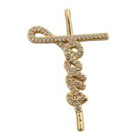 Messing hanger met micro-paved kubieke zirconia's, gold plated, mode sieraden & uniseks & micro pave zirconia, gouden, nikkel, lood en cadmium vrij, 34.50x23mm, Gat:Ca 2.5*3.5mm, Verkocht door PC