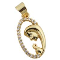 Cubic Zirconia Micro Pave Brass Pendant gold color plated fashion jewelry & Unisex & micro pave cubic zirconia golden nickel lead & cadmium free Approx 3.5mm Sold By PC