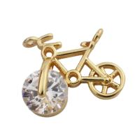 Messing hanger met micro-paved kubieke zirconia's, Fiets, gold plated, mode sieraden & uniseks & micro pave zirconia, gouden, nikkel, lood en cadmium vrij, 14.50x18mm, Gat:Ca 2mm, Verkocht door PC