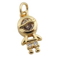 Cubic Zirconia Micro Pave Brass Pendant gold color plated fashion jewelry & Unisex & micro pave cubic zirconia golden nickel lead & cadmium free Approx 3.5mm Sold By PC