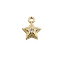 Cúbicos Circonia Colgante Latón Micro pavimenta, metal, Estrella, chapado en color dorado, Joyería & unisexo & micro arcilla de zirconia cúbica, dorado, libre de níquel, plomo & cadmio, 11x9mm, agujero:aproximado 1.5mm, Vendido por UD