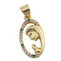 Cubic Zirconia Micro Pave Brass Pendant gold color plated fashion jewelry & Unisex & micro pave cubic zirconia golden nickel lead & cadmium free Approx 3.5mm Sold By PC