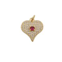 Cubic Zirconia Micro Pave Brass Pendant Heart gold color plated fashion jewelry & Unisex & micro pave cubic zirconia golden nickel lead & cadmium free Approx 3.5mm Sold By PC