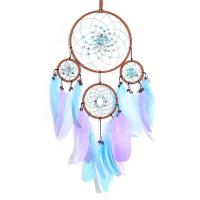 Moda Dreamcatcher, pluma, con cordón de cuero & madera & Plástico & fundición, hecho a mano, para el hogar y la oficina & diferentes estilos para la opción, color mixto, 600mm, Vendido por UD