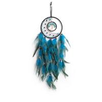 Moda Dreamcatcher, pluma, con cordón de cuero & madera & metal & fundición, Árbol de la vida, hecho a mano, para el hogar y la oficina & diferentes estilos para la opción, azul, 600mm, Vendido por UD