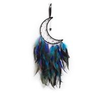 Mode Dreamcatcher, plume, avec tissu & plastique & fer, lune, fait à la main, pour la maison et le bureau & styles différents pour le choix, couleurs mélangées, 600mm, Vendu par PC