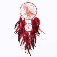 Mode Dreamcatcher, Veer, met lederen koord & Doek & Ijzer, Dier, handgemaakt, voor thuis en op kantoor & verschillende stijlen voor de keuze, meer kleuren voor de keuze, 700mm, Verkocht door PC