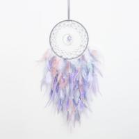 Mode Dreamcatcher, Feather, med Natur grus & lædersnor & Plastic & Jern, håndlavet, til hjemmet og kontoret, blandede farver, 630mm, Solgt af PC