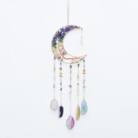 Mode Dreamcatcher, Natur grus, med Agate & Messing, Moon, håndlavet, til hjemmet og kontoret, flerfarvede, 600mm, Solgt af PC