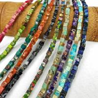 Gemstone smykker perler, Impression Jasper, Square, du kan DIY, flere farver til valg, 4x4mm, Ca. 95pc'er/Strand, Solgt af Strand