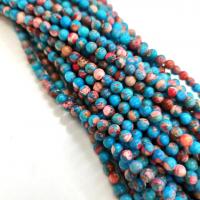 Gemstone Jewelry Beads Impression Jasper Round DIY blue Sold Per Approx 38 cm Strand