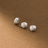 925 Sterling Silber Perlen, plattiert, DIY, Platin Farbe, Diameter 7.5 * height 4mm, verkauft von PC