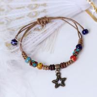 Pulsera de Porcelana, con Cordón de cera, Ajustable & Joyería & diferentes estilos para la opción, longitud aproximado 21 cm, Vendido por UD