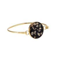 Brass Bangle with Dried Flower & Resin Round gold color plated & for woman & epoxy gel Inner Approx Sold By Lot