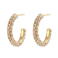 Cruach dhosmálta Graí Earrings, 304 Cruach dhosmálta, 18K ór plátáilte, jewelry faisin & micrea réiteach zirconia ciúbach & do bhean, órga, 21mm, Díolta De réir Péire