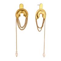 Fringe pendientes de la manera, acero inoxidable 316L, 18K chapado en oro, Joyería & para mujer, dorado, Vendido por Par