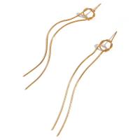 Fashion Fringe Boucles d'oreilles, acier inoxydable 316L, Plaqué or 18K, bijoux de mode & pour femme, doré, 84mm, Vendu par paire