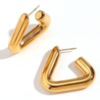 Pendientes de Acero Inoxidable, acero inoxidable 316L, 18K chapado en oro, Joyería & para mujer, dorado, Vendido por Par