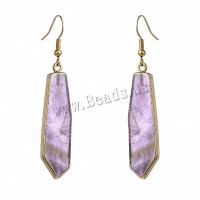 Natürliche Quarz Ohrringe, Amethyst, mit Messing, 18K vergoldet, Modeschmuck & für Frau, violett, 65mm, verkauft von Paar