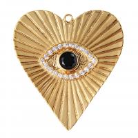 Evil Eye Pendler, Messing, med Cubic Zirconia, Heart, 18K forgyldt, du kan DIY, nikkel, bly & cadmium fri, 32.30x35.30mm, Solgt af PC