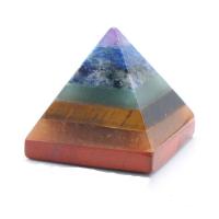 Décoration de mode , Pierre arc-en-ciel, Pyramidal, poli, pour la maison et le bureau, multicolore, 30x28mm, Vendu par PC