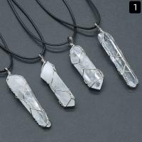 Μενταγιόν Φυσικό χαλαζία, Clear Quartz, με Ορείχαλκος, Κωνική, επιχρυσωμένο, DIY, περισσότερα χρώματα για την επιλογή, Length about 12-15mm,Hight about 50-65mm, Sold Με PC