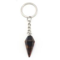 Key Chain, Natursten, med Zinc Alloy, Konisk, sølvfarvet forgyldt, mode smykker & forskellige materialer til valg & Unisex, flere farver til valg, 14x31mm, Solgt af PC