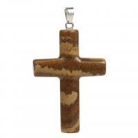 Pendants Gemstone Jewelry, Cloch Nádúrtha, Cross, DIY, dathanna measctha, 28.10x48.40x7.90mm, Díolta De réir PC