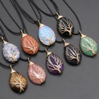 Gemstone Pendants Jewelry Natural Stone with Brass Teardrop gold color plated DIY Sold By PC