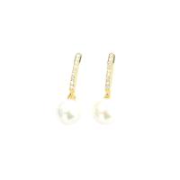 Boucle d'oreille bijoux en argent sterling, Argent sterling 925, avec Shell Pearl, bijoux de mode & normes différentes pour le choix & pavé de micro zircon & pour femme, protéger l'environnement, sans nickel, plomb et cadmium, Vendu par paire