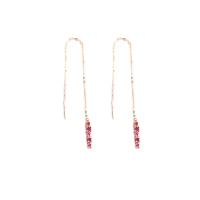 925 Sterling Silver Thread Through Earrings rose gold color plated fashion jewelry & micro pave cubic zirconia & for woman nickel lead & cadmium free Sold By Pair