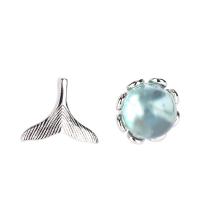 Boucles d'oreilles asymétriques, Argent sterling 925, avec chalumeau, bijoux de mode & pour femme, protéger l'environnement, sans nickel, plomb et cadmium, Vendu par paire