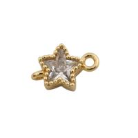 Kubik Zirkonium mikro bana Mässing Kontaktdon, Star, guldfärg pläterade, DIY & micro bana cubic zirconia, gyllene, nickel, bly och kadmium gratis, 8x11.50mm, Hål:Ca 1.5mm, Säljs av PC