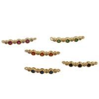 Conector de Micro Pavé de Zirconía Cúbica en Latón, metal, chapado en color dorado, Bricolaje & micro arcilla de zirconia cúbica, más colores para la opción, libre de níquel, plomo & cadmio, 3.50x23.50mm, agujero:aproximado 1.5mm, Vendido por UD