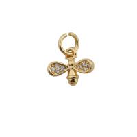 Messing hanger met micro-paved kubieke zirconia's, gold plated, mode sieraden & uniseks & micro pave zirconia, gouden, nikkel, lood en cadmium vrij, 8.50x10.50mm, Gat:Ca 3.5mm, Verkocht door PC