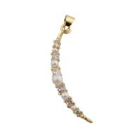 Messing hanger met micro-paved kubieke zirconia's, gold plated, mode sieraden & uniseks & micro pave zirconia, gouden, nikkel, lood en cadmium vrij, 37.50x7mm, Gat:Ca 3.5mm, Verkocht door PC